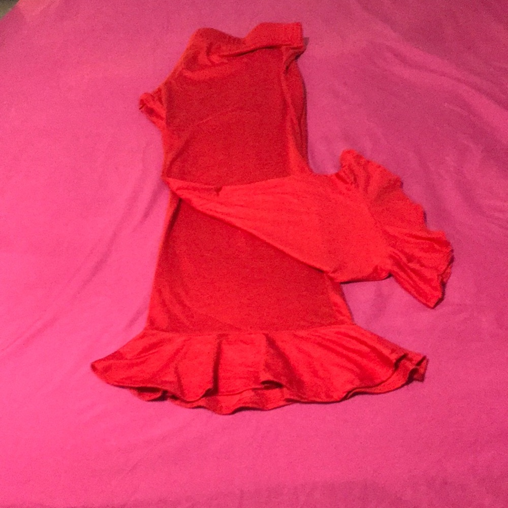 Cute Red Ruffled Bottom Pants